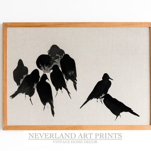 Japanese Crows - Vintage Japan Art - Japanese Room Deco -Antique Japanese Painting -Printable Wall Art