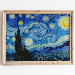 Vincent van Gogh&#39;s Starry Night  - Famous Painting- Wall Art Printable - Vintage Painting