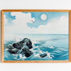 Vintage Japanese Ocean Wave Print – Kojima Island Art (digital