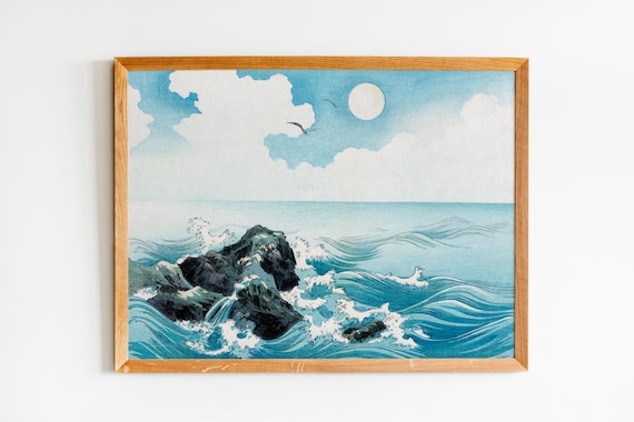 Vintage Japanese Ocean Wave Print – Kojima Island Art (digital