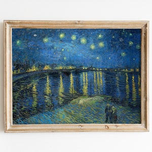 Vincent van Gogh&#39;s Starry Night Over the Rhone - Famous Painting- Wall Art Printable - Vintage Painting