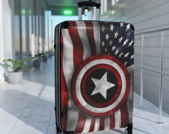 American Flag Suitcase Airport Hard Shell Luggage Built-in Lock Red, White, Blue, Swivel Suitcase