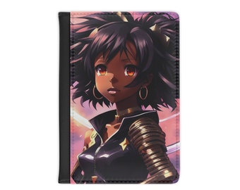 Zwarte anime meisjespaspoorthoes, zwart anime-personage