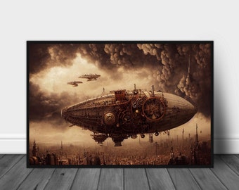 Steampunk Adventures Art | Steampunk Air Poster | Steampunk Decor | Steampunk Air Art | Steampunk Vintage Paintings | Steampunk World Prints