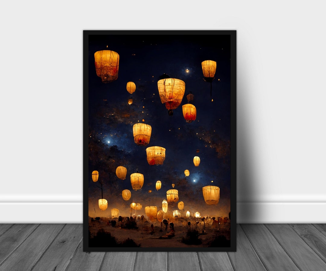 Lantern Festival Wall Art Fantasy Lantern Art Print Lantern Festival Canvas Abstract Lantern