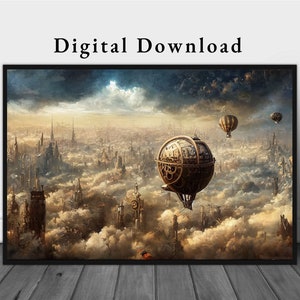 Steampunk Air Adventure Printable Art | Steampunk Landscape Art | Steampunk Art Download | Steampunk Air Art | Printable Steampunk Download