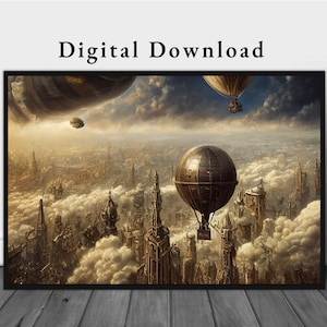 Steampunk Air Adventure Printable Art | Steampunk Landscape Art | Steampunk Art Download | Steampunk Air Art | Printable Steampunk Download