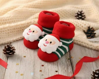 Kerstsokken baby, katoenen wintersokken kinderen 0-12 maanden, warme korte babysokken, cadeau kerstman peuter, nieuwjaarsbabysokken