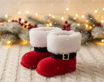 Baby Toddler Christmas Boots, Cute Plush Heart Shoes, Warm Non Slip Winter Shoes, Festival Party Wear for Kids, Cozy Infant Booties