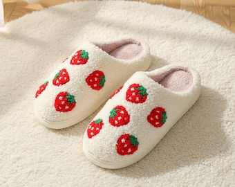 Cute Pattern Plush Slippers for Men and Women, Autumn Winter Warm Cotton Home Shoes, Thick Sole Non Slip Indoor Slippers