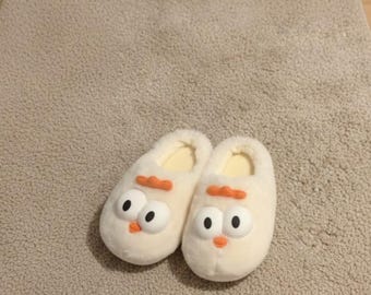 Cute Chicken Slippers for Women, Autumn Winter Cotton Plush Home Shoes, Warm Non Slip Half Heel Indoor Slippers