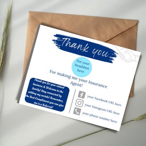 Druckbare Dankeskarte Versicherung Small Business Vorlage Bearbeitbarer Download