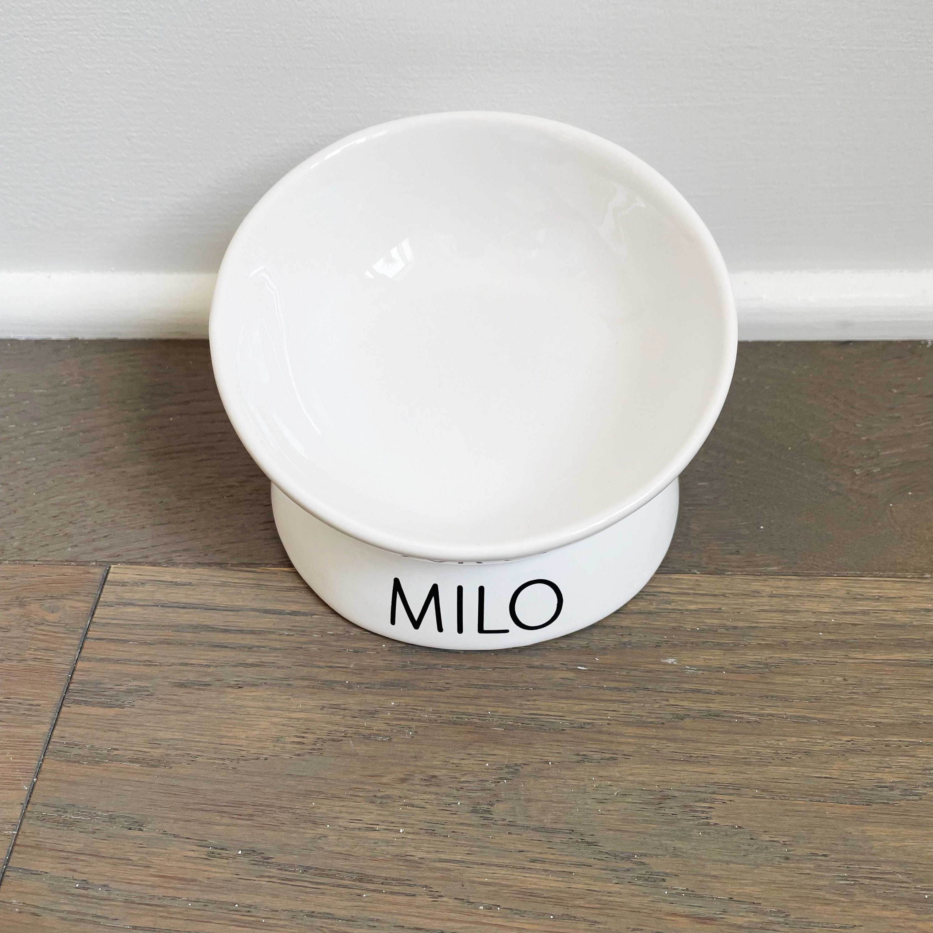 Ceramic Dog Bowl with Wooden Stand - Bone Appétite