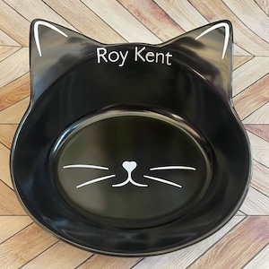 Comedero para gatos personalizado, plato con alivio para la columna vertebral del gato: personalizado con el nombre de su gato