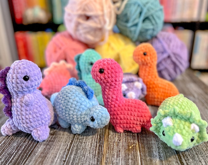 Mini Dinosaur Crochet Plushie Stegosaurus Trex Triceratops