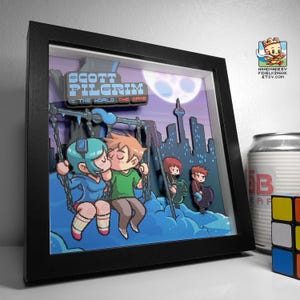Scott Pilgrim Vs. The World: The Game layered Pixel Art Shadow Box - 3D - Framed