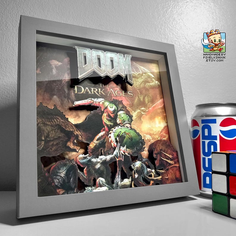 Doom Screen Frame Doom: the Dark Ages Cover Art Shadow Box - Handmade - 3D Layered ...