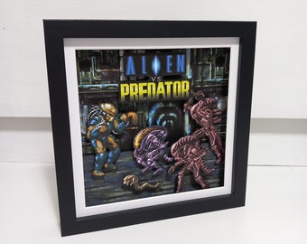 Alien Vs Predator (SNES) Retro Shadow Pixel Box Art