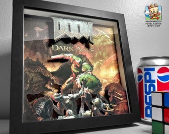Doom: The Dark Ages Cover Art Shadow Box - handgemaakt - 3D gelaagd - ingelijst