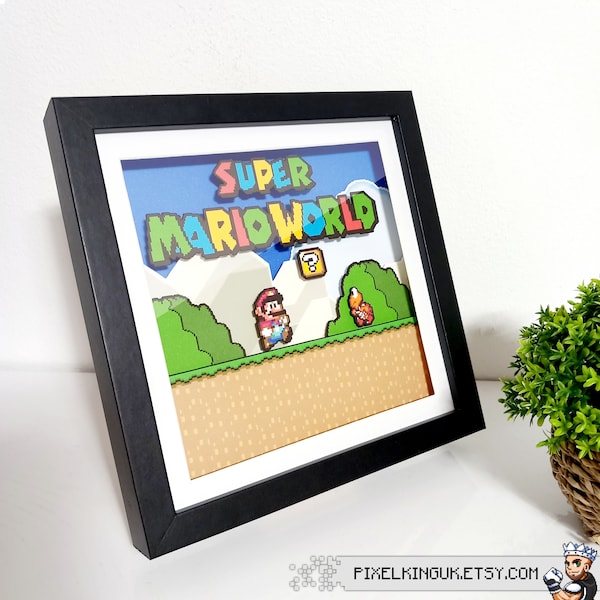 Super Mario World Retro Shadow Pixel Box Art