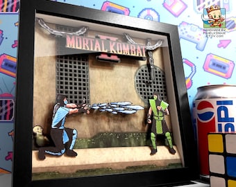 Mortal Kombat 2 Dead Pool Stage Pixel Art Shadow Box – Choose Any Characters – Handmade 3D Layered Framed Art