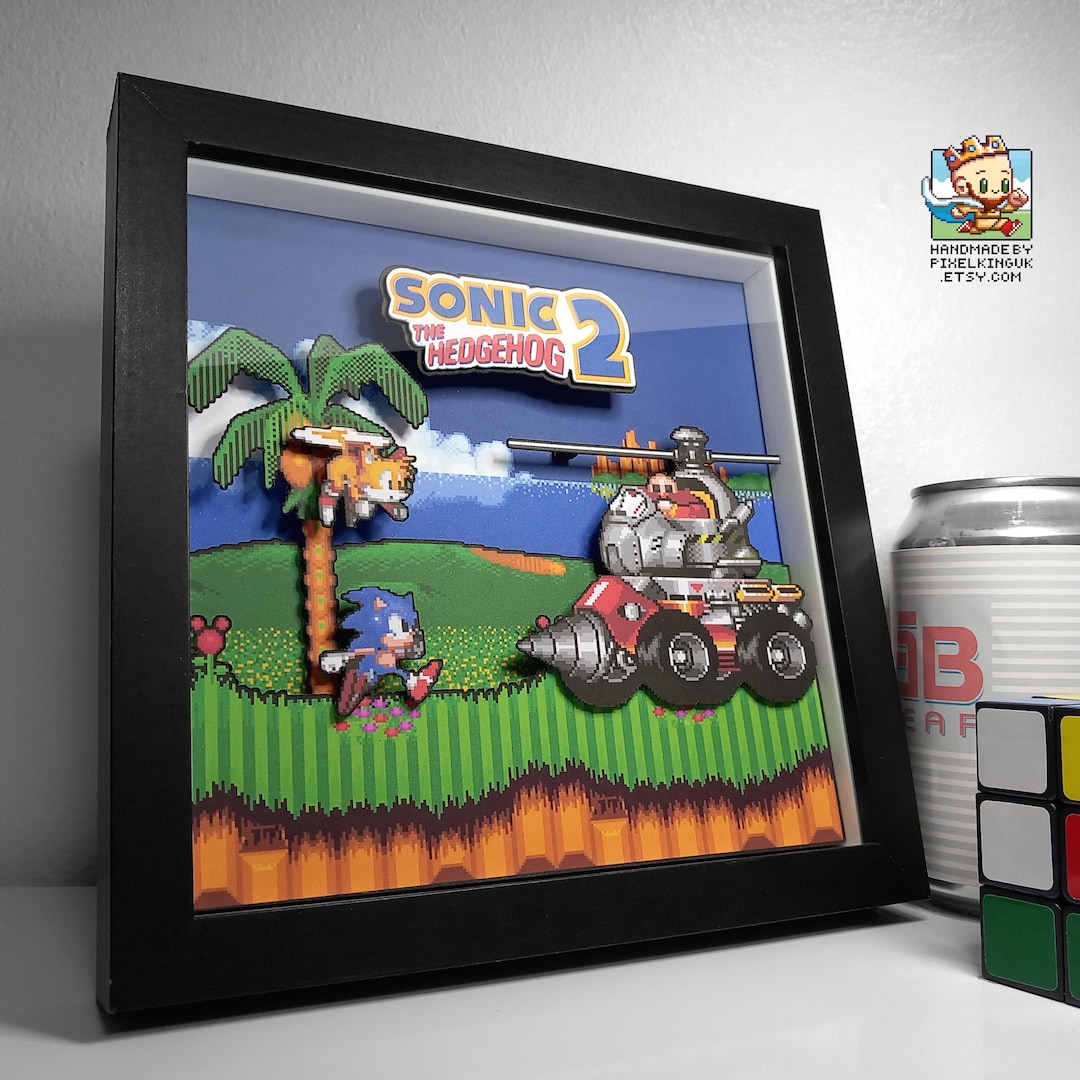 DUB SONIC ダブソニック　レゲエDUBBOX ダブボックス　美品 Sonic the Hedgehog 2 Pixel Art Shadow Box - Handmade- 3D Layered