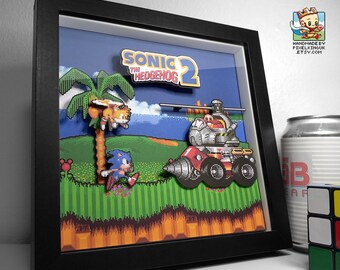 Pixel Frames Sonic The Hedgehog Loop Scene Shadow Box Art – 9x9 Inches