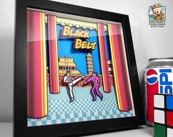 Black Belt Pixel Art Shadow Box - 3D Layered - Handmade