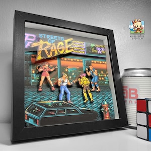 Streets of Rage Pixel Art Shadow Box - Handmade - 3D Layered - Framed