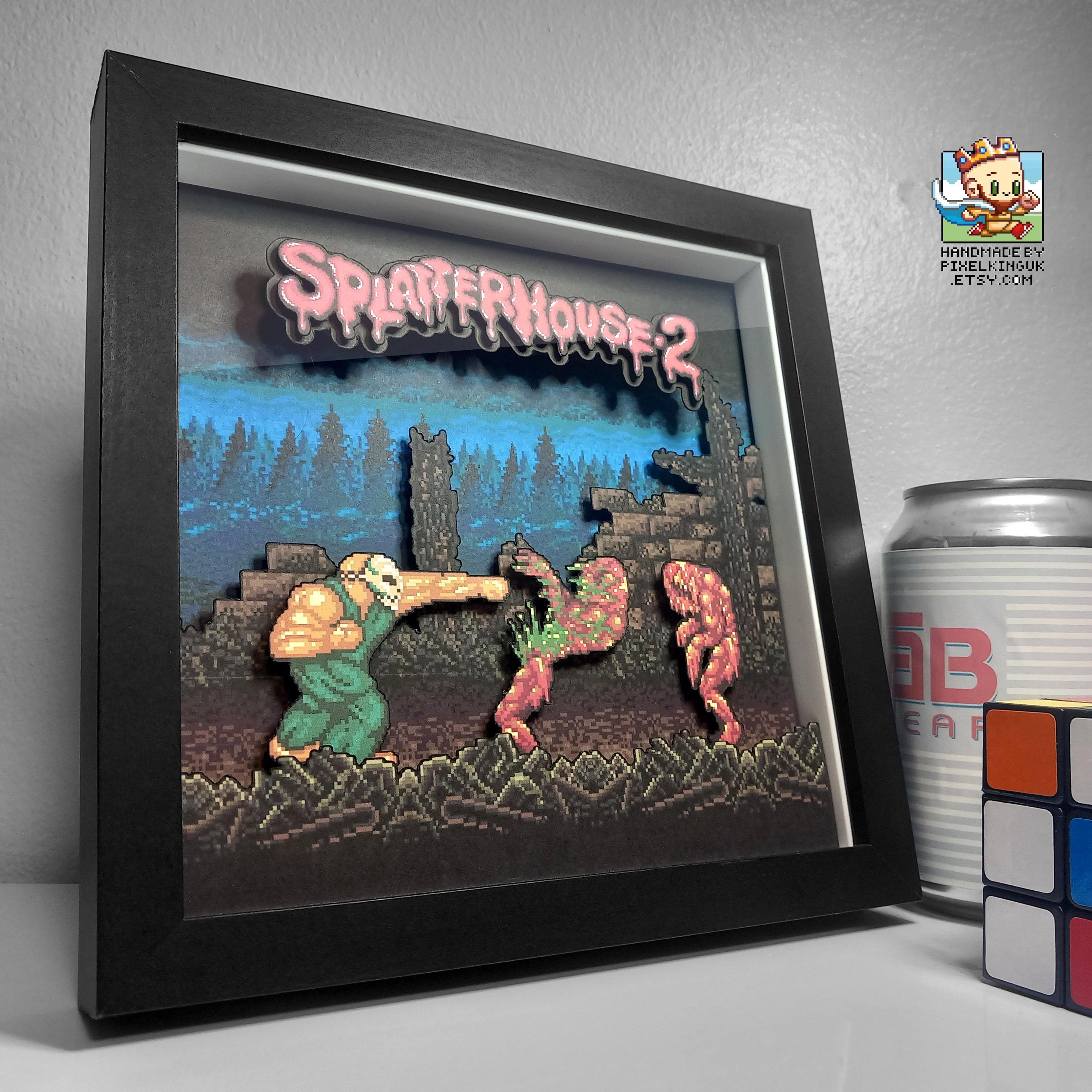 Splatterhouse 2 Pixel Art Shadow Box - Handmade - 3D Layered - Framed