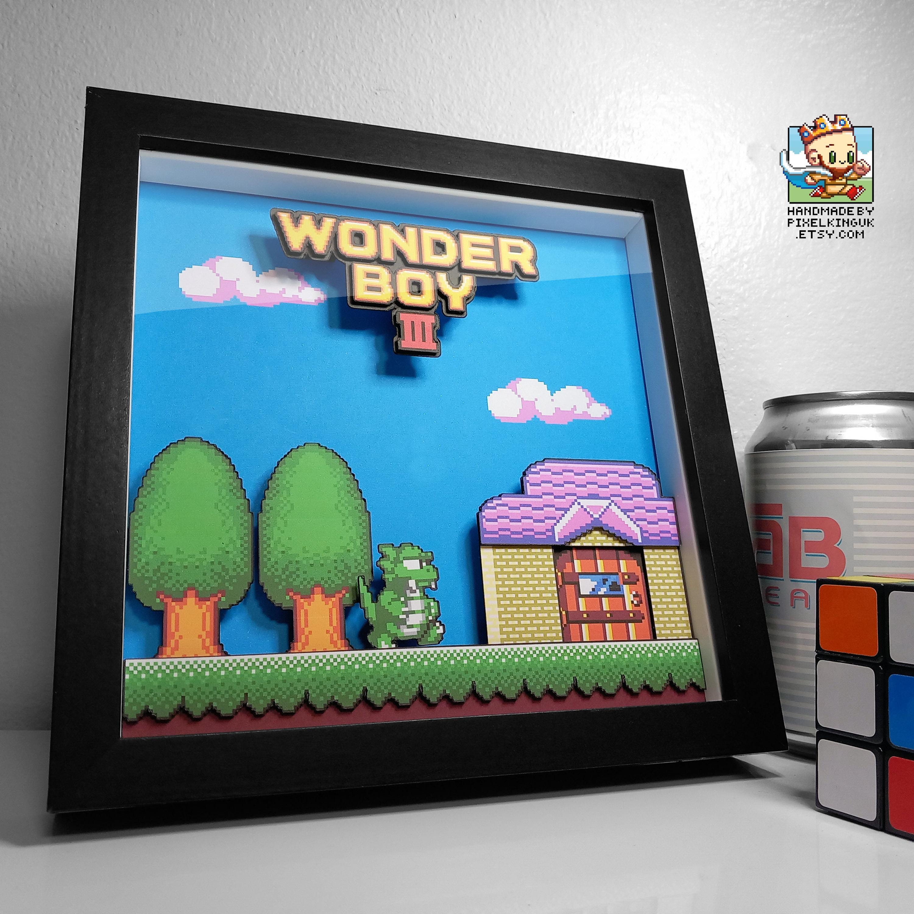 Wonder Boy 3 Dragon's Trap Pixel Art Shadow Box - Handmade - 3D