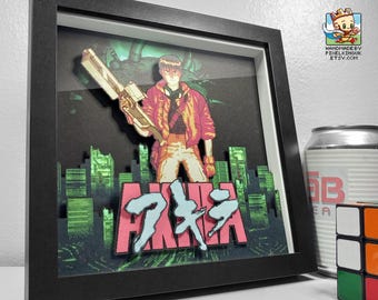 Akira Pixel Art Shadow Box - Handmade - 3D Layered - Framed
