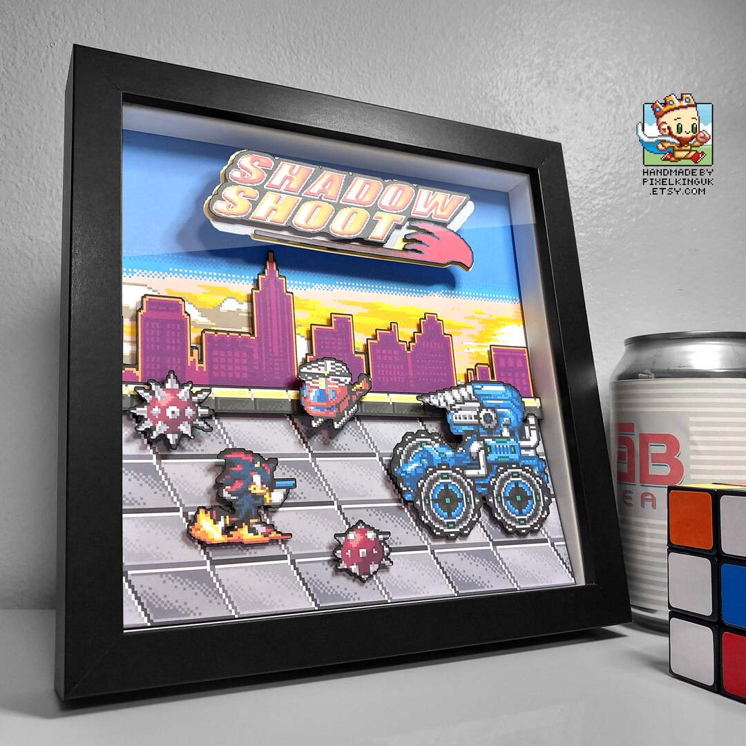 Shadow Shoot Pixel Art Shadow Box - Handmade - 3D Layered - Framed ...