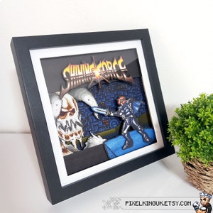 Shining Force Pixel Art Shadow Box - pixel Art Shadow Box - Handmade - 3D layered - Framed - Max vs Dark Dragon