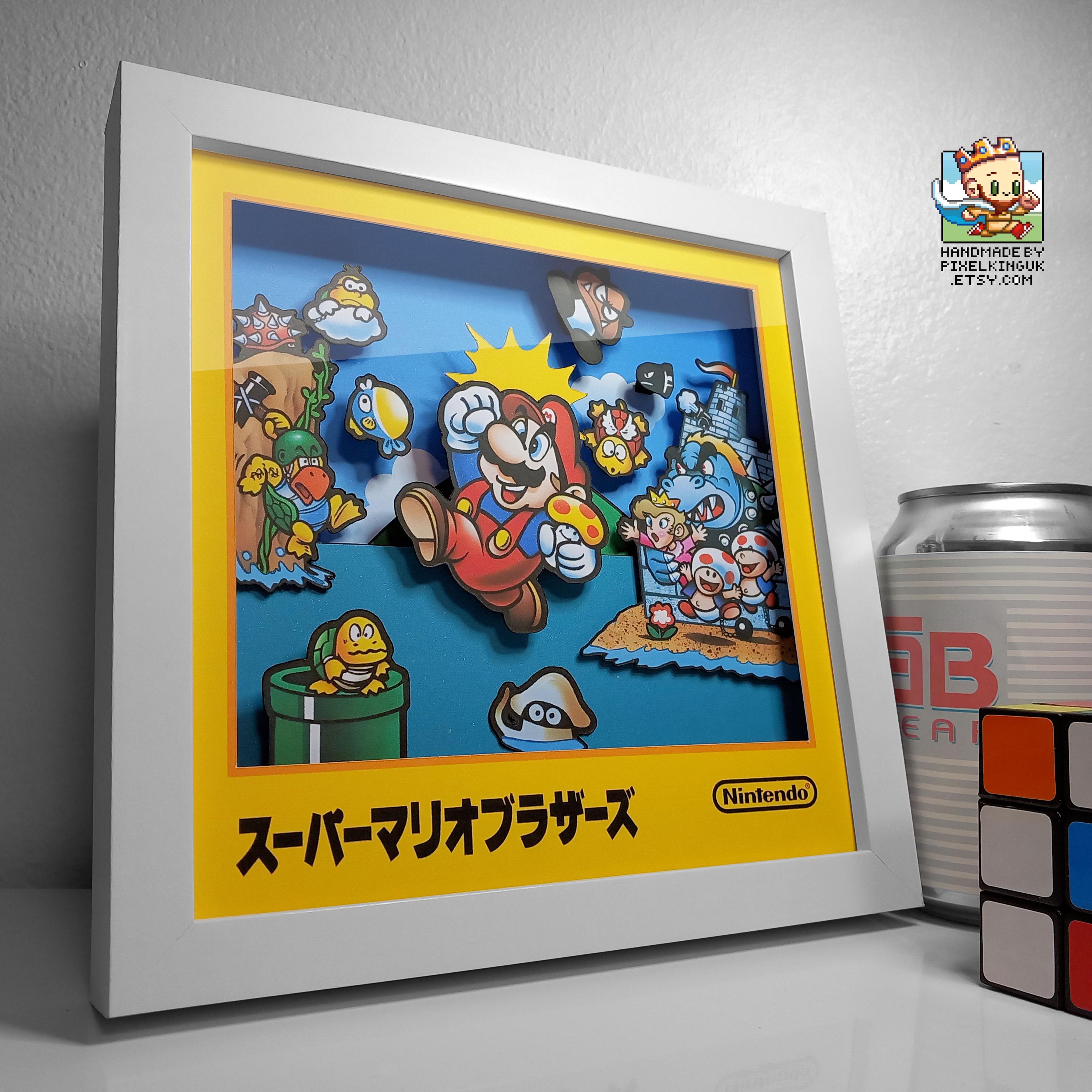Super Mario Bros Famicom Pixel Art Shadow Box - 3D Layered - Handmade ...
