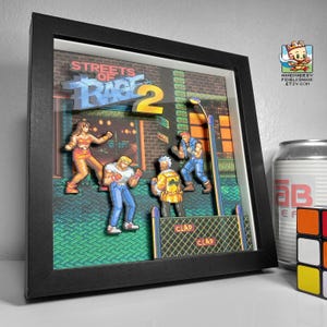 Streets of Rage 2 Pixel Art Shadow Box - Fatto a mano - Stratificato 3D - Incorniciato - Fase 1