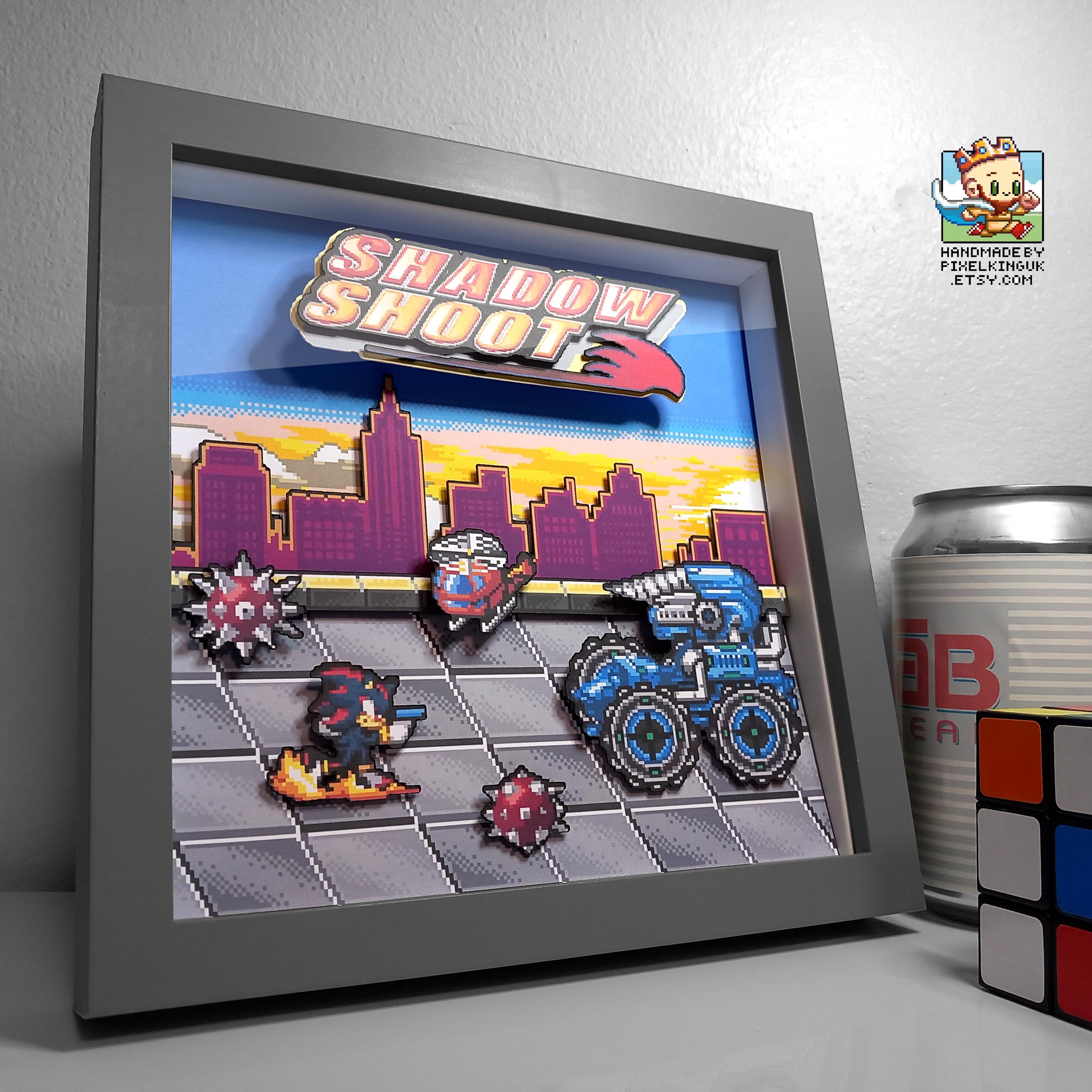Shadow Shoot Pixel Art Shadow Box - Handmade - 3D Layered - Framed ...