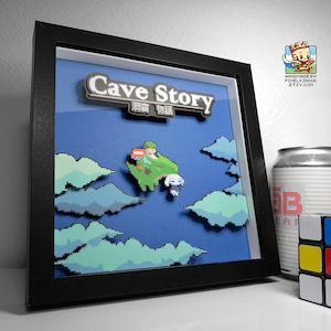 Caja de sombras de arte pixelado de Cave Story - Capas 3D - Hecha a mano