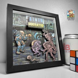 Alien Vs Predator (SNES) Pixel Art Shadow Box - handmade - 3D Layered - framed