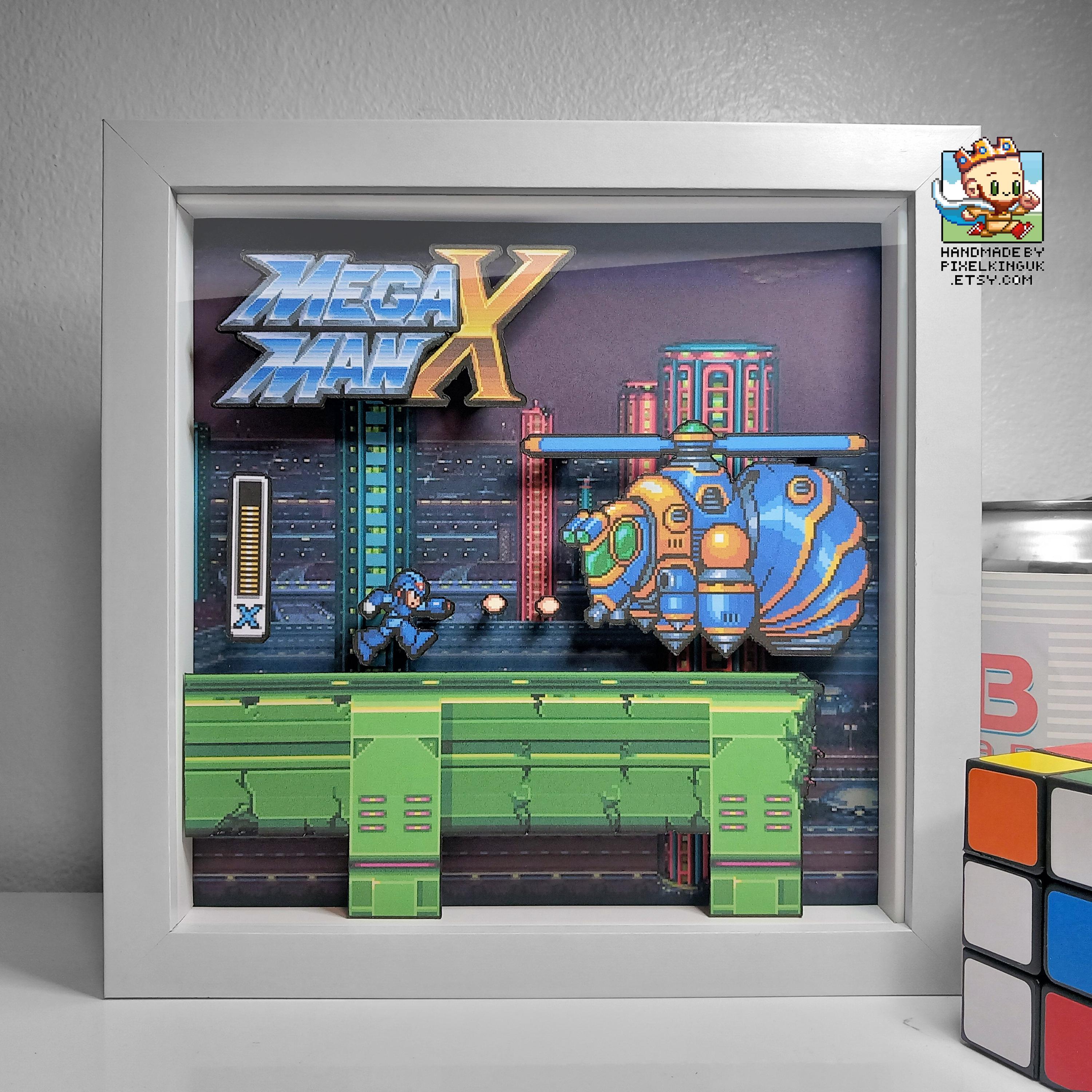 Megaman X Pixel Art Shadow Box - Handmade - 3D Layered - Framed - Etsy