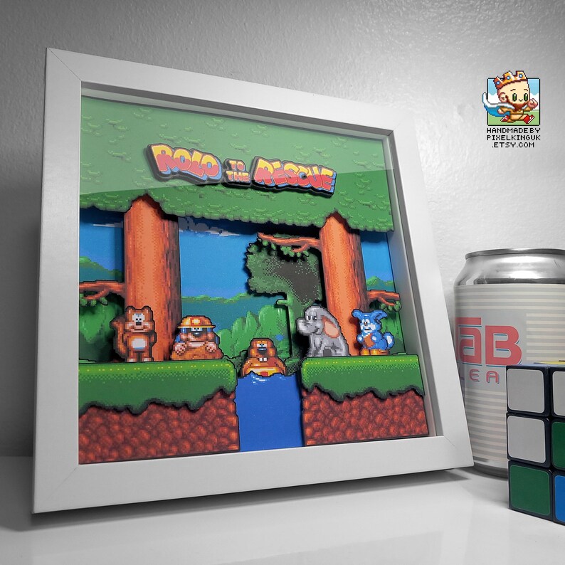 Mega Drive Frame Rolo to the Rescue Pixel Art Shadow Box - Layered - 3D - Etsy