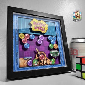 Puzzle Bobble Pixel Art Shadow Box - 3D Layered - Handmade - Framed