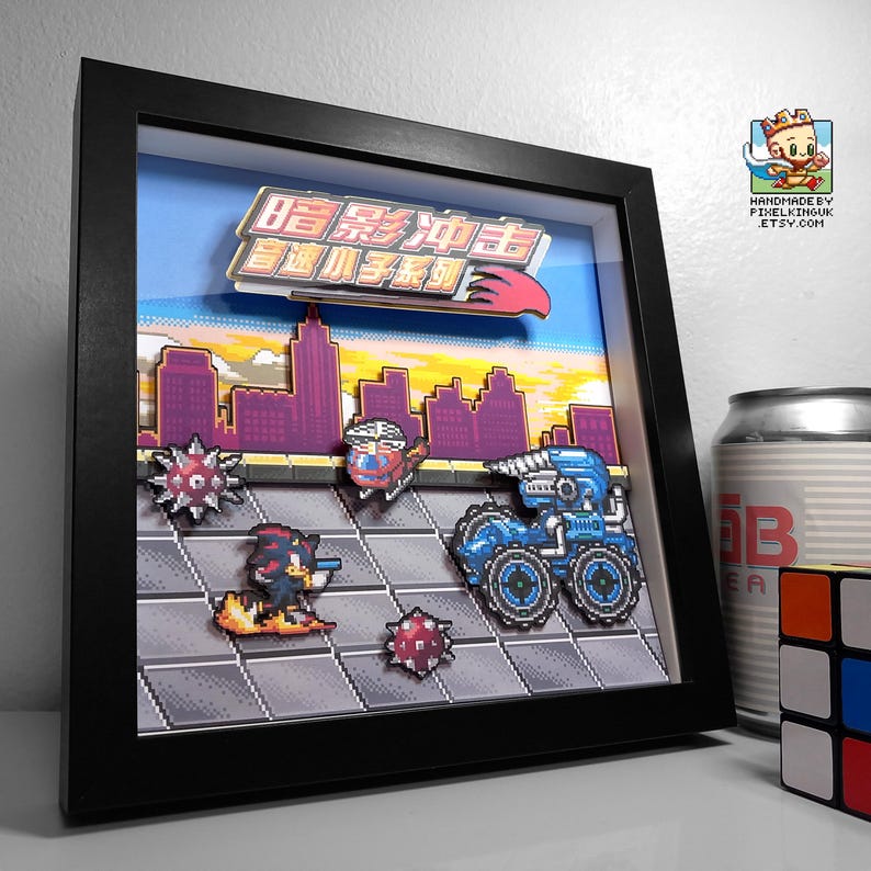 Shadow Shoot Pixel Art Shadow Box - Handmade - 3D Layered - Framed ...