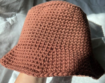 Handmade Brown Cotton Crochet Bucket Hat