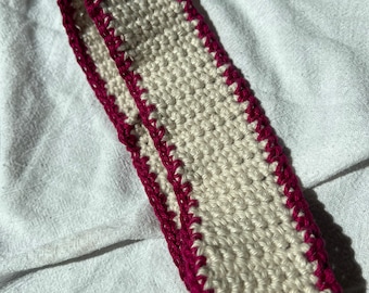 Crochet Headband | Ivory and Magenta Handmade Headband | 100% Cotton Headband | Spring/Summer Hair Accessory | Coastal | One Of A Kind Gift