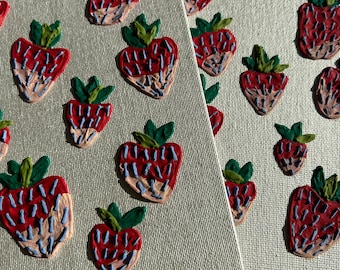 Abstract Strawberry Painting on Canvas