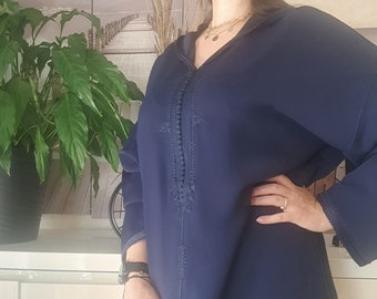 Djellaba Marocaine en crepe de soie bleu jellaba Moderne djellaba jabliya tenue traditionnelle broderie marocaine Etsy Canada