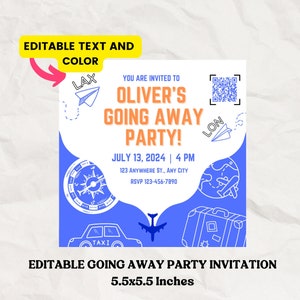 Going Away Party Invitations, Canva Farewell Celebration, 5.5x5.5 Inches Digital Invitation, College Going Away Instant Download, Send-off