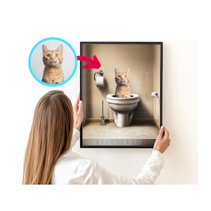 Skibidi Toilet Cat Portrait, Skibidi Toilet Face Swap Portrait, Best Gift Idea Funny Cat Lover gift, Portrait Photo, Brain Rot Portrait