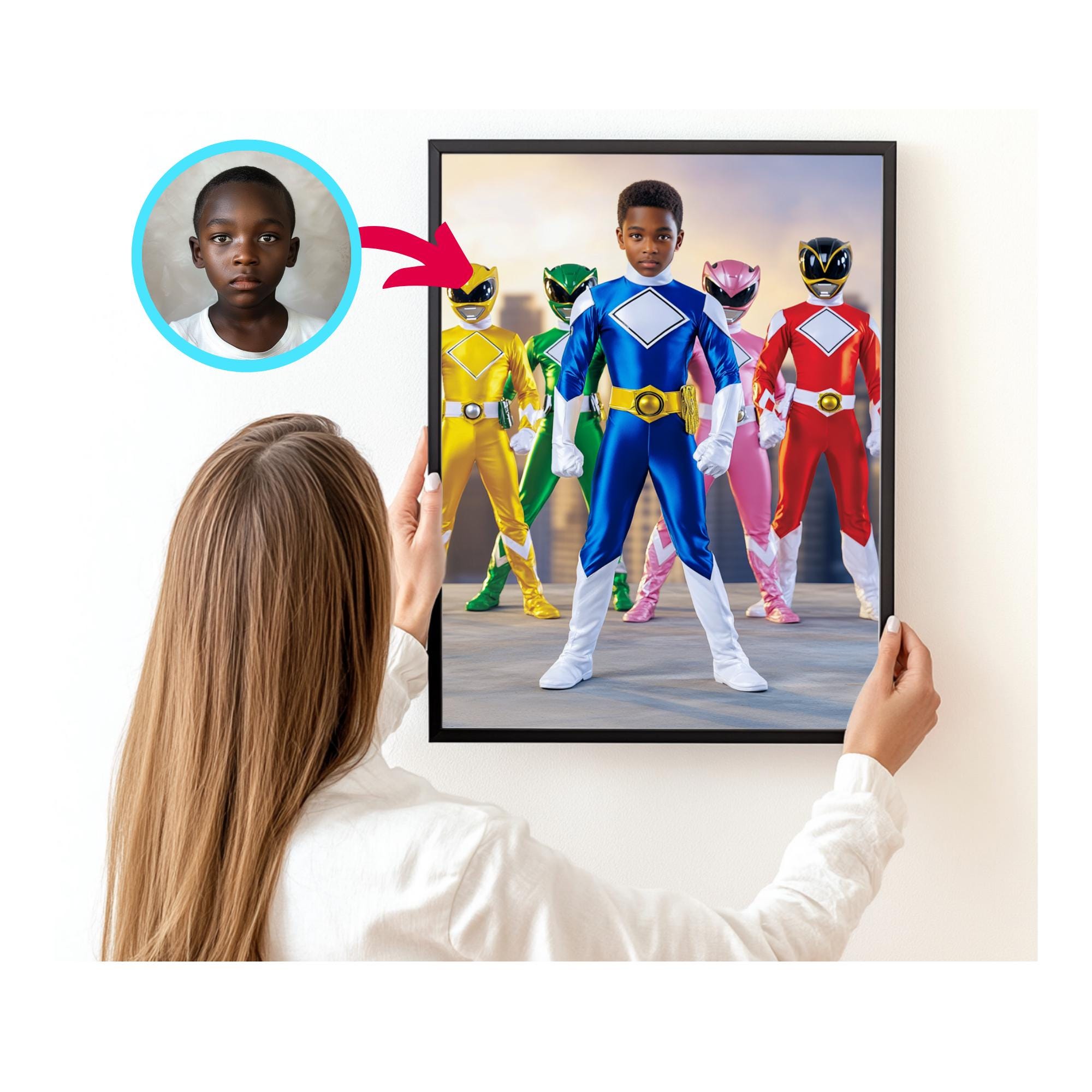 Small Face Ranger Custom Blue Super Ranger Portrait: Superhero Face Swap Art (digital ...